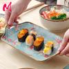 Keramik-Essteller, japanische Küche, Haushalt, gedämpfter Doppelohr-Fischteller, Keramikgeschirr, rechteckiger Essteller