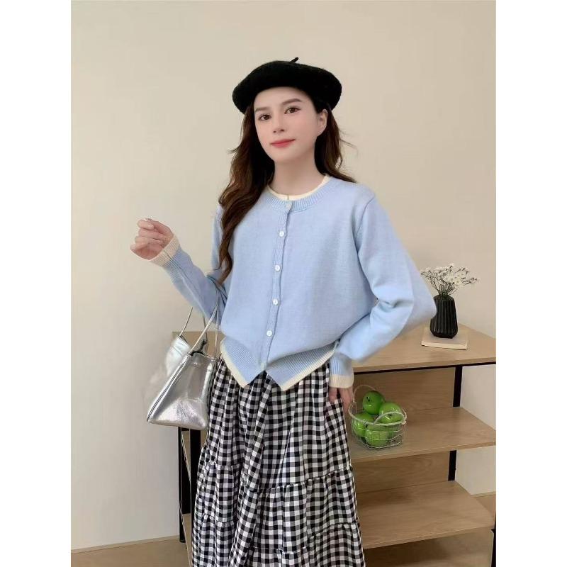 Fake Two-piece Knitted Cardigan Women's Autumn and Winter New Small Short Bottom Thin Sweater Jacket Women