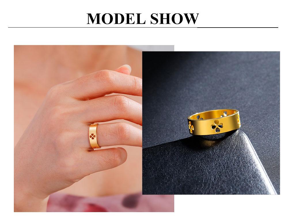 Cazador Stainless Steel Four-leaf Clover Rings for Women Gold Color Lucky Jewelry Anniversary Birthday Gift Wholesale 2026 New