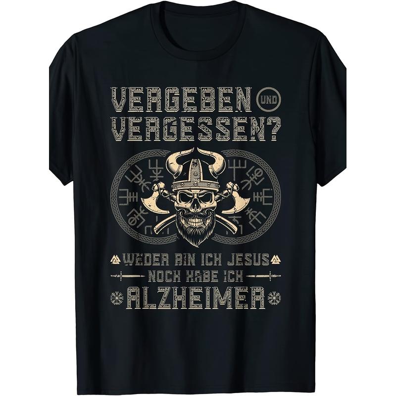 Men's Funny T-Shirt Viking Warrior Saying, Forgiving And Forgetting Norse Viking T-Shirt, Black T-Shirt Perfect for Home|Outdoor|Work|Gifting Unisex