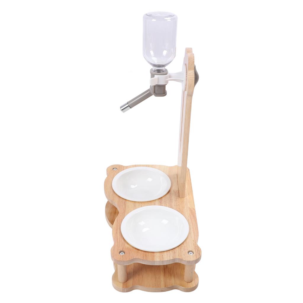 Wood Raised Cat Food Bowls Multifunctional 2 in 1 Automatic Cat Water Feeder and Food Bowl Set with