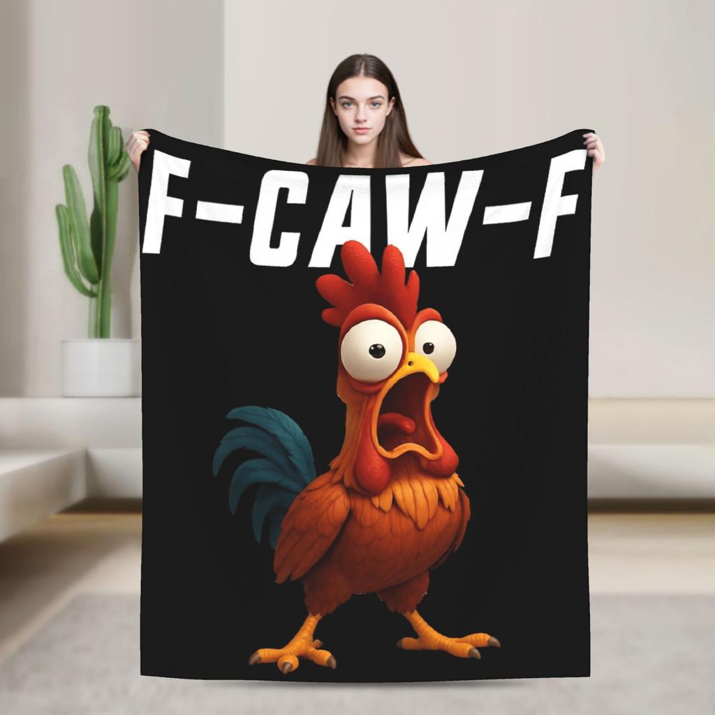 Warm Soft Blanket Girls Boys Picnic F-Caw-F Chicken Cartoon Bedding Throws Flannel Bedspread For Living Room Sofa Bed Cover