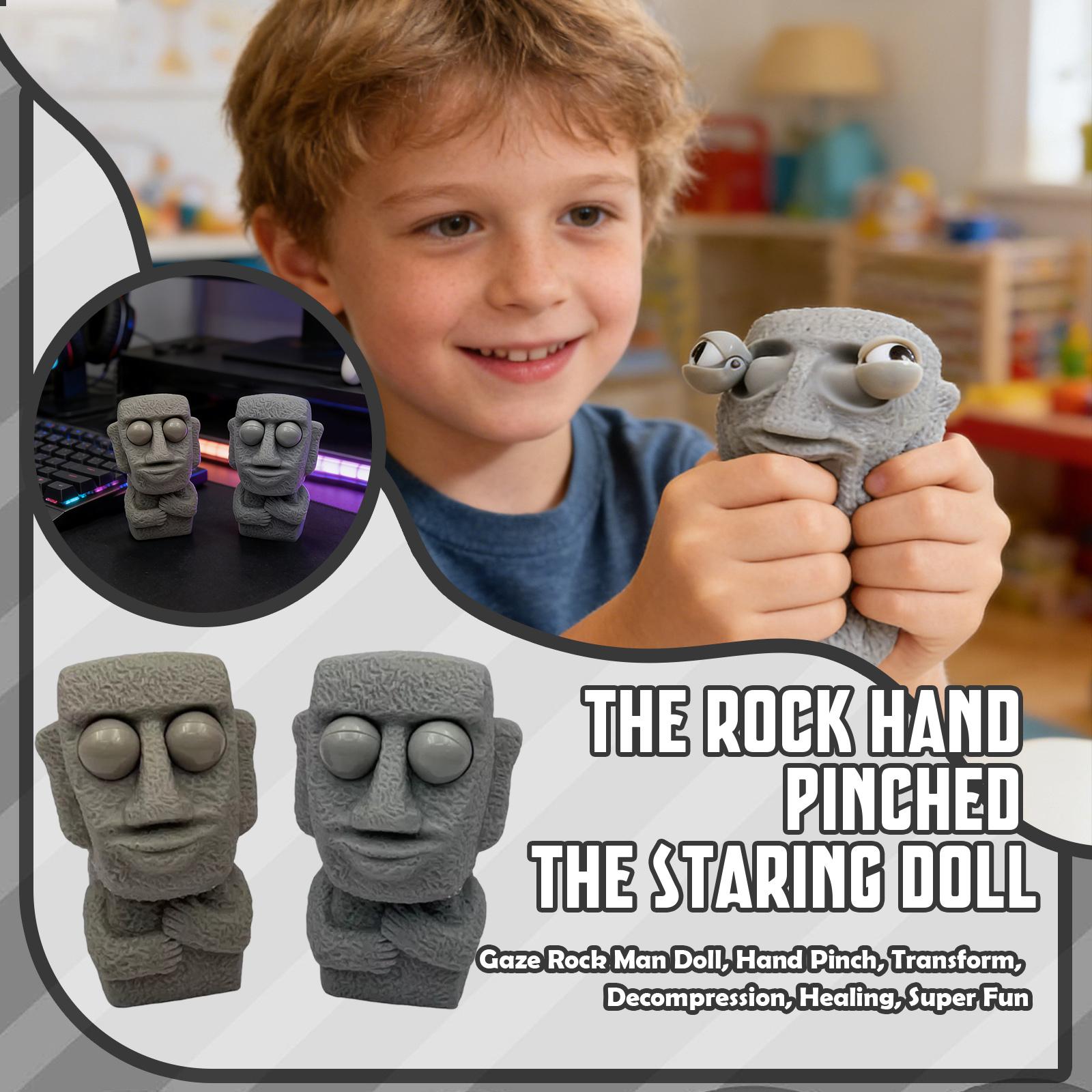 Sculpted Stone Texture Figurine with Large Eyes Easter Island Inspired Decorative Statue for Home Desk Shelf Display One Size