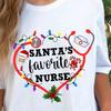 Santa's Favorite Nurse T-Shirt, Holiday Christmas Gift
