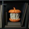 Caving Skull Pumpkin Ornament 3D Printed Figurine, Gothic Skeleton Statue, Statue Creepy for Home Office Holiday Party Spooky Sculpture