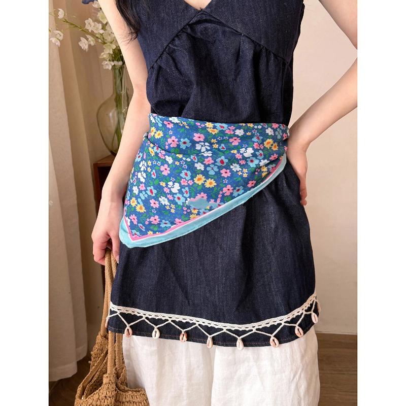Vintage Floral Headscarf Women Bandana Head Wrap Hair Clips Headwear Summer Travel Beach Hair Accessories