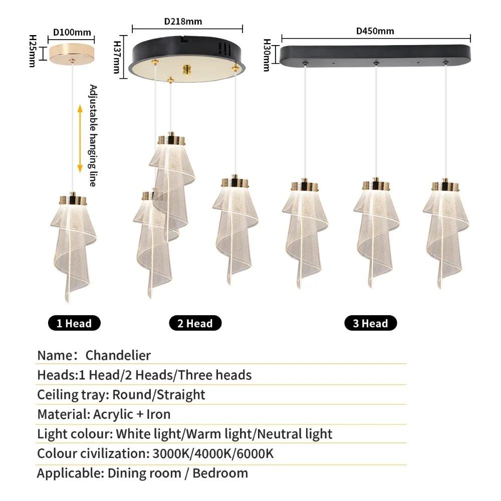 Modern Creative LED Chandelier Lighting Duplex Rotating Staircase Light Guide Hanging Living Room Luxury Chandelier