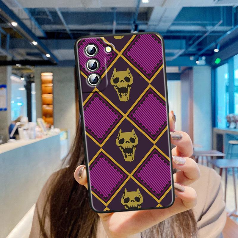 Cartoon Anime JoJo Jotaro Kujo Phone Case For Samsung S23 S22 S21 S20 S10 S8 Note 20 A9 A73 A71 A53 A33 Ultra Plus FE Black