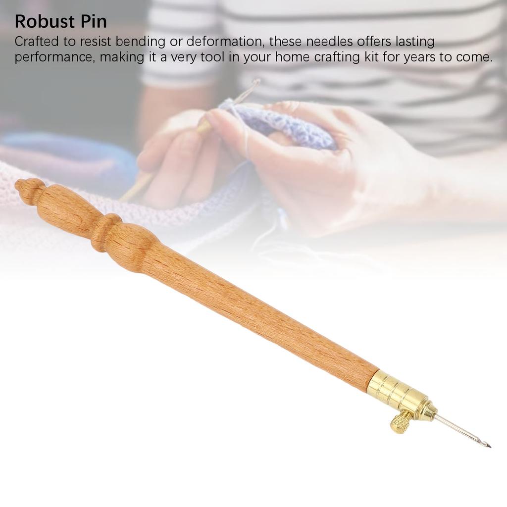 Embroidery Crochet Hook Wooden Non Slip Tambour Hook with 0.8 1 1.2mm Needles for Sewing Beading