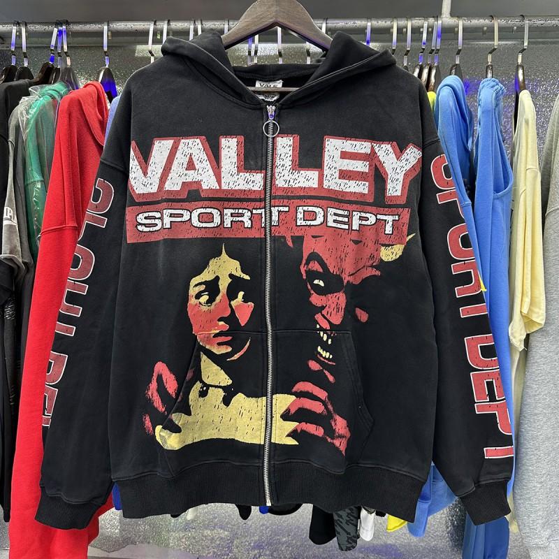 VALLEY American Vintage Couple Short Sleeve T-Shirt Washed Distressed Loose Fit Youth