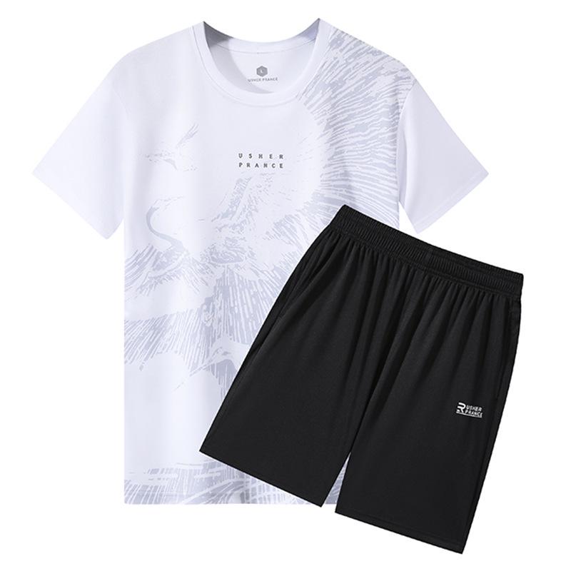 Unisex Quick-Dry Casual Summer Sportswear Set: Short Sleeve & Shorts for Football and Running