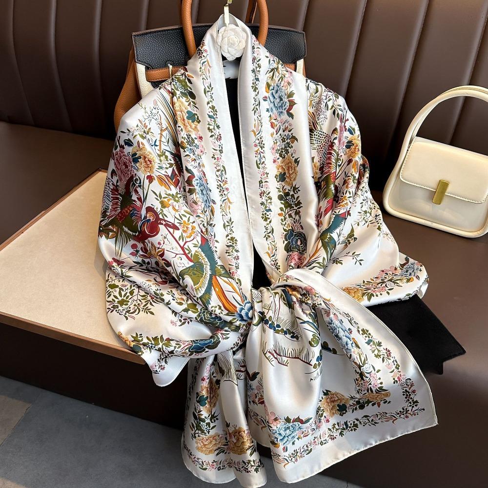Sunscreen Satin Neck Scarves Soft Beach Hijab Fashion Silk Scarf Shawls  Head Scarf