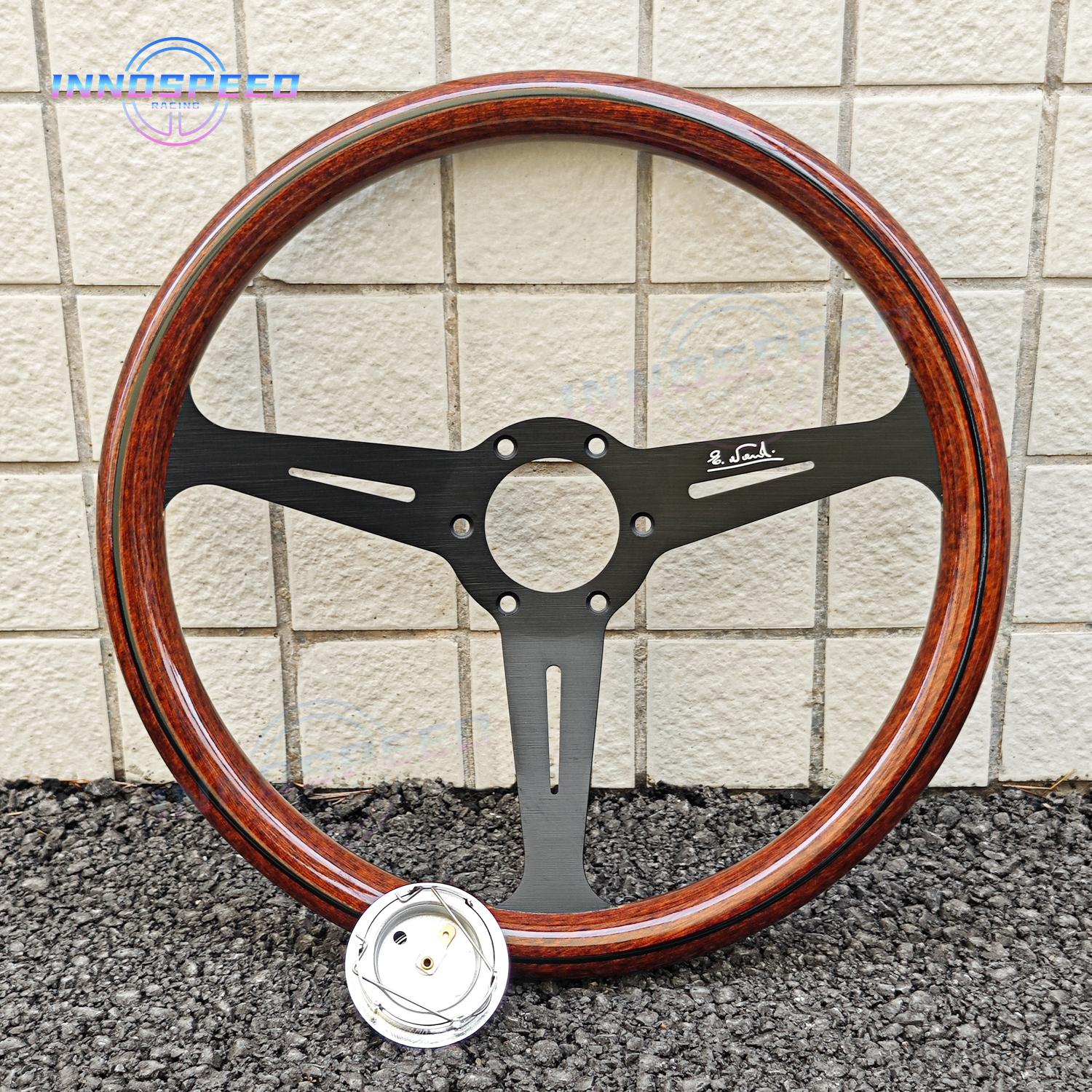 14inch 358mm JDM Classic Wooden Steering Wheel Racing Sport Vintage Wood Steering Wheel Car Accessories чёрный