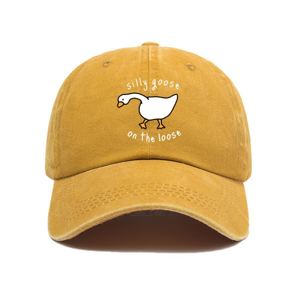 Große Gans Aufdruck Baseballkappe für Männer und Frauen, Kleine Frische Weiche Kappe mit Entenschnabel, Sonnenschutzmütze, Outdoor Sonnenschutz
