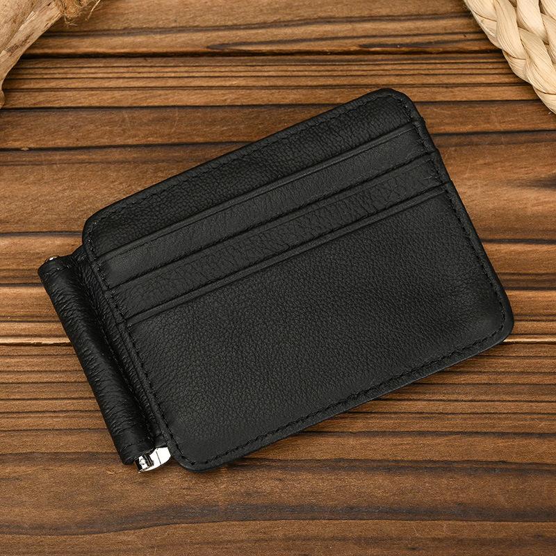 Genuine Leather Money Clip Purse For Men Women Cash Clip Wallets Male Short Wallets Card Holder Multi Cards Short Purse for Man
