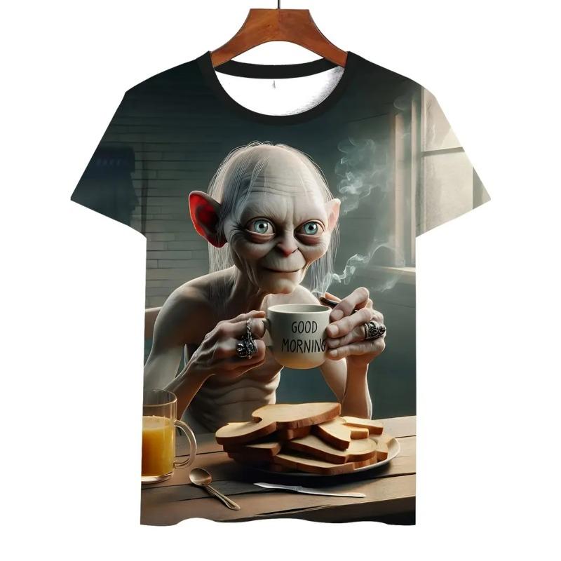 

Мужская летняя удобная дышащая футболка большого размера с 3D-принтом в стиле фэшн-мультфильма - Мягкая полиэстеровая ткань средней эластичности, летняя мужская одежда свободного кроя 2XL