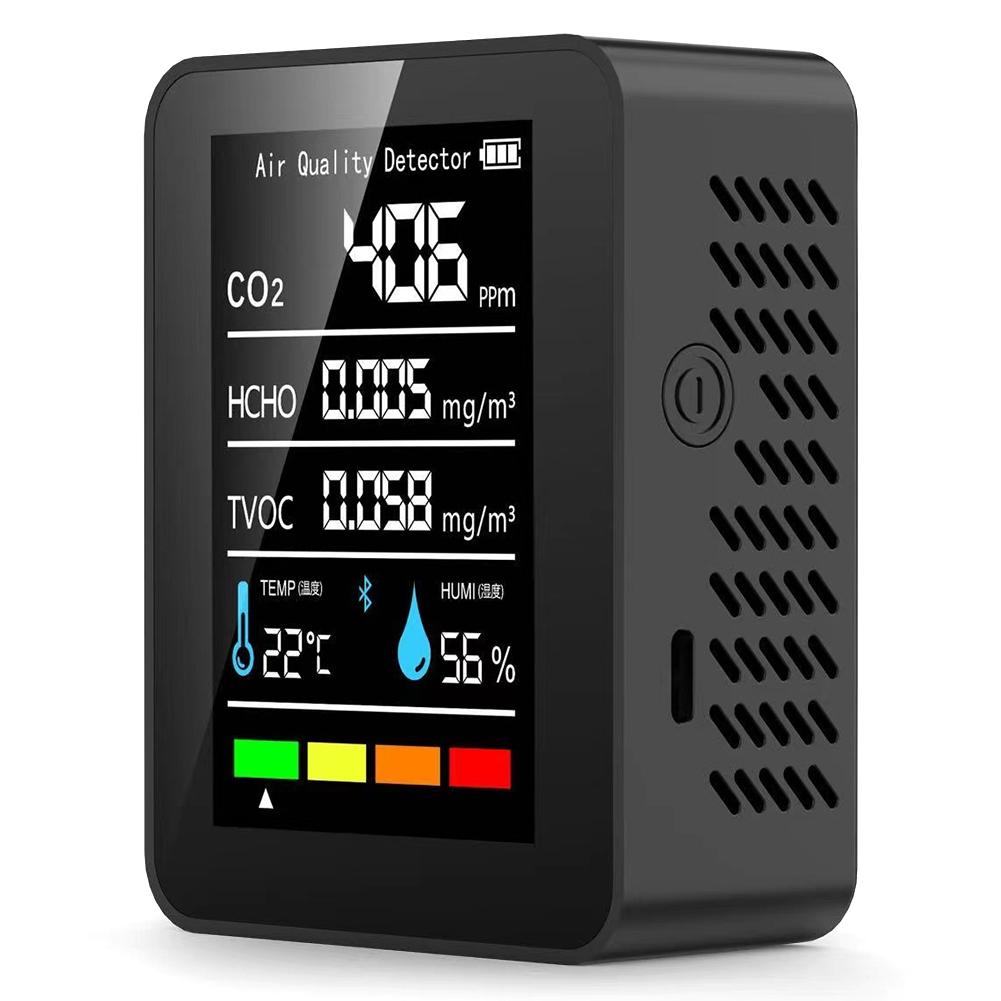 5 In 1 Air Quality Monitor 2.8inch LCD Formaldehyde Detector Temperature Humidity Meter CO2 TVOC HCHO AQI Tester for Home Office