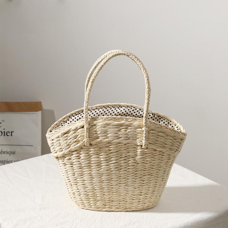 

Korean Women s Summer Straw Handbag with Fashion Scarf – Woven Beach Bag for Vacation