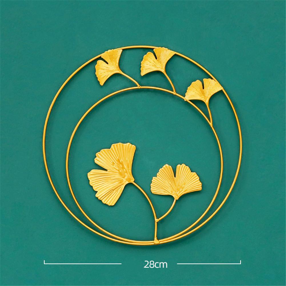Gold Metal Ginkgo Leaf Shape Wall Decor Round Wall Ornaments for Bedroom Hanging Parts Hotel Wall Decoration Double round ginkgo leaf