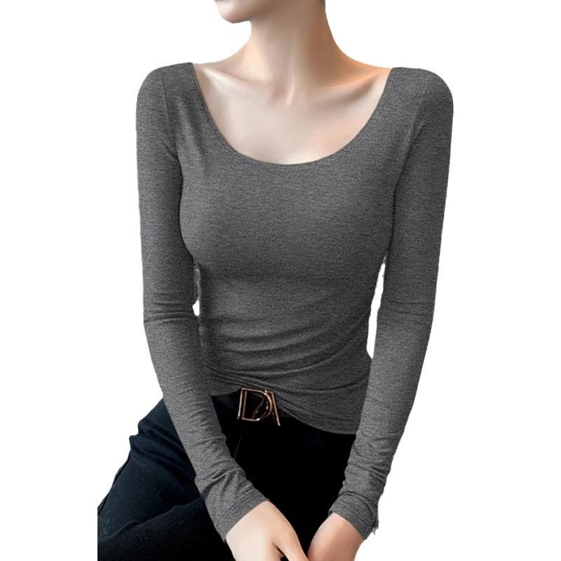 Damen Unterhemd mit tiefem Ausschnitt mit langärmigem T-Shirt darunter