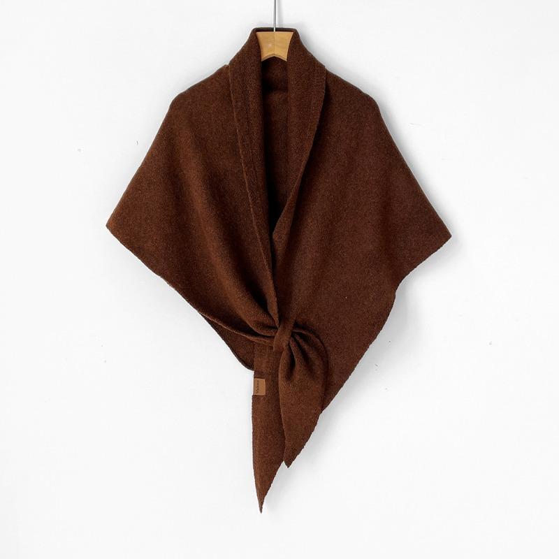 Lazy elegant celebrity shawl knitted triangular scarf women's autumn and winter neck protection warm scarf solid color shawl air-conditioned room