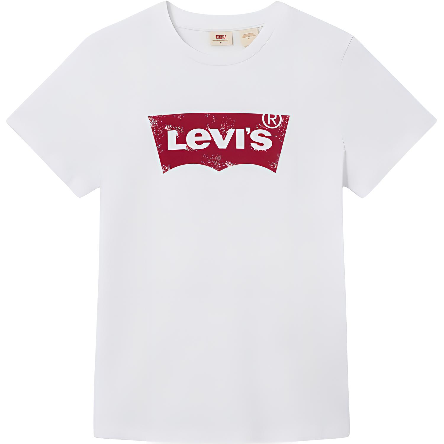 

Levis Мягкая Удобная Повседневная Футболка с Коротким Рукавом и Круглым Вырезом Женские топы Белый 002A4-0000 S