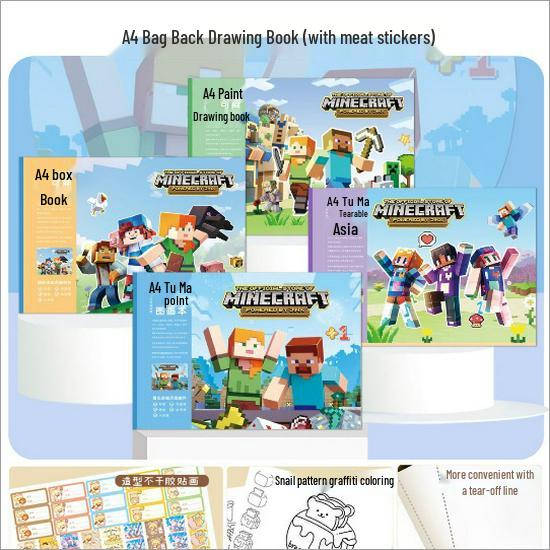 Doraemon A4 Thickened Ink-Proof Drawing Book with Cartoon Patterns and Stickers
