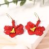 Personalized Creative Design Sense Bohemian Red Alloy Dripping Oil Morning Glory Flower Ear Hook Simple and Versatile