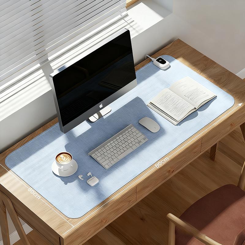 

Electric Heated Desk Mat 80x33cm Large Left Digital Display Warm Keyboard Mouse Light Grey for Home Office Workspace CN plug синий