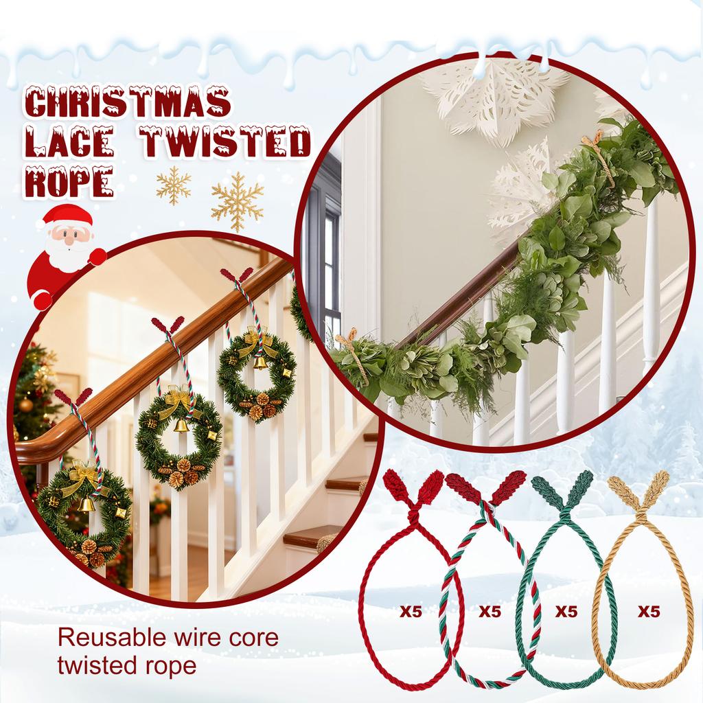 Christmas Garland Ties, Reusable And Flexible Xmas Garlands Wreath Tie For Banister Railing Stairs Tree Home Holiday Decoration Craft Wrapping
