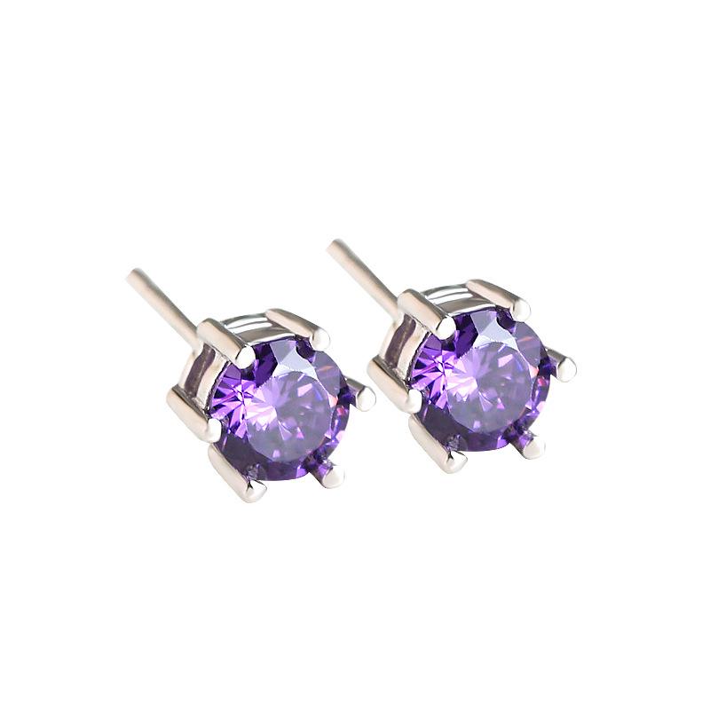 S925 Sterling Silver Six-Prong Diamond Stud Earrings for Women - Simple, Small, Hypoallergenic, Ideal for Students & Piercings, Sleep-Friendly