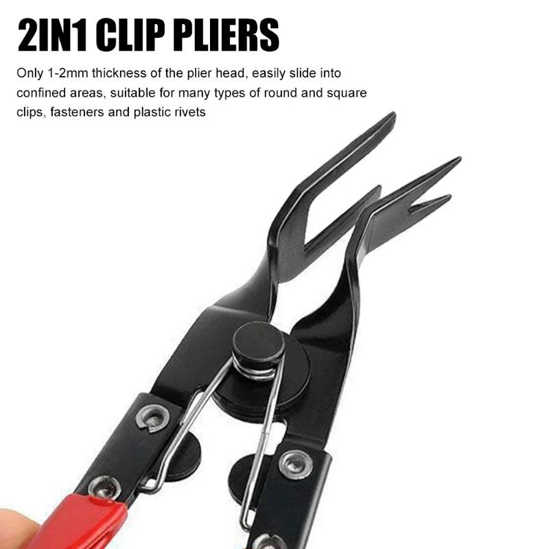 Prong Car Clip Removal Pliers, Labor Saving Auto Trim Panel Fastener Retainer Rivet Remover Tool for Car Door Dashboard Interior