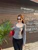 Chic Winter Women's Square Neck Slimming Knot Waist Long Sleeve Top