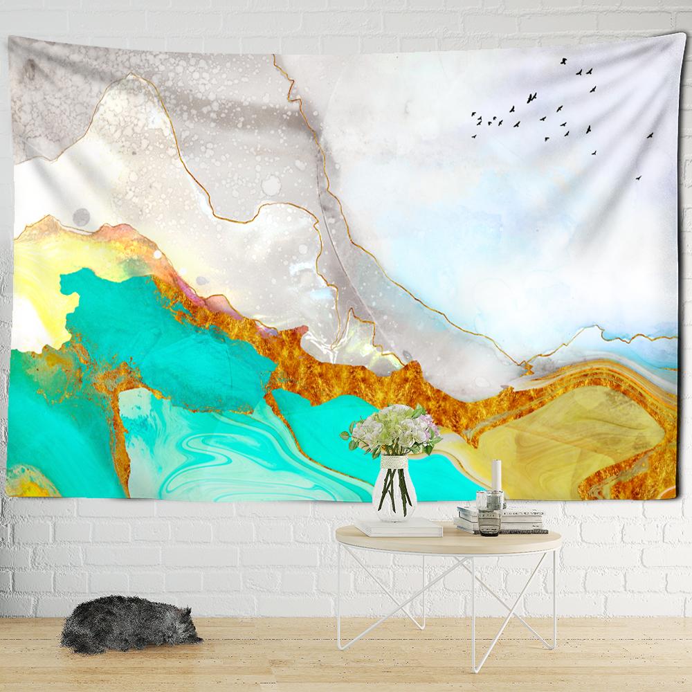 Marmor Linie Malerei Wandteppich Hängen Chinesischen Kunst Stil Hippie Bohemian Teppich Druck Wohnzimmer Wohnkultur