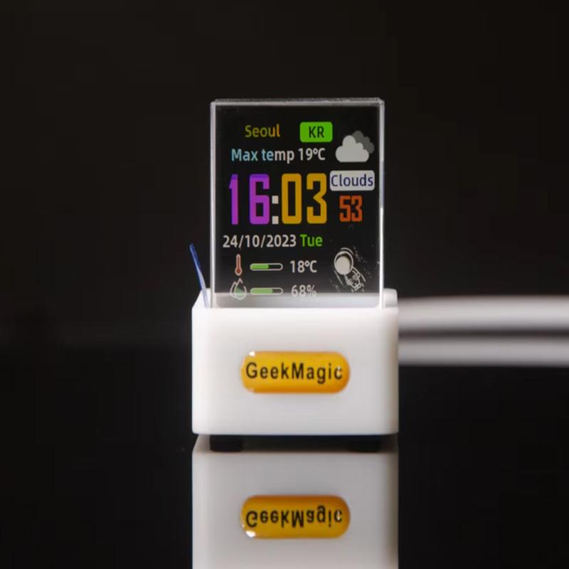Cube Photo Display Holographic Desktop Smart Weather Station Digital Clock With Gif Animations Album