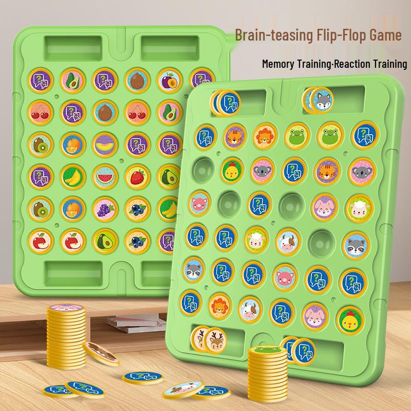 Children's Animal Flip Chess Puzzle Toy for Observation and Concentration Training