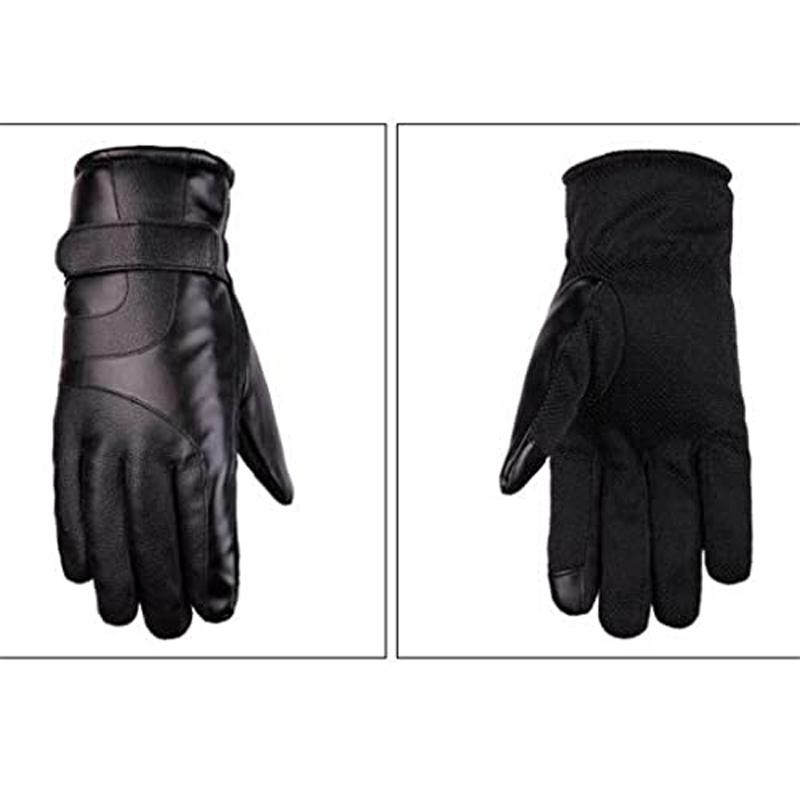 Touchscreen Leather Gloves Winter Warm Waterproof Windproof Fleece-Lined Thickened Outdoor Motorcycle Riding Gloves