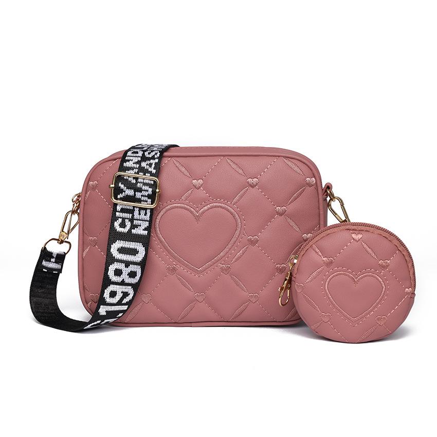 New Trendy Small Square Bag Broadband Two Piece Set Quilted Love Bag Mobile Phone Crossbody Women's Bag