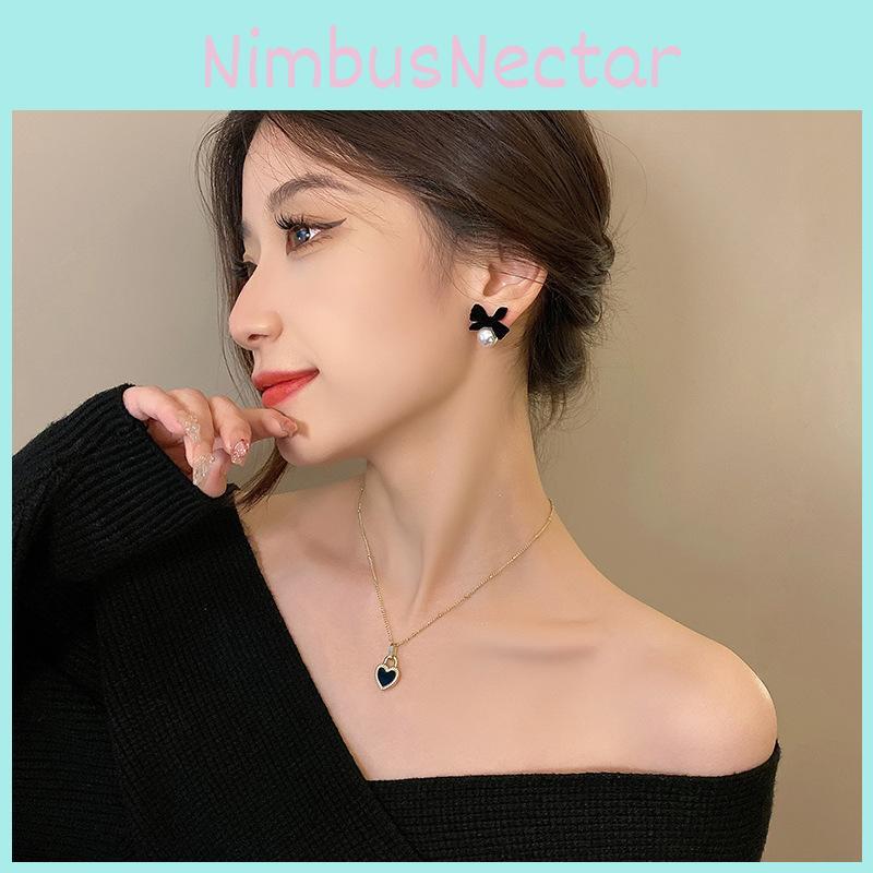 Trendy Butterfly Bow Earrings Pearl And Velvet High Fashion Ear Accessories