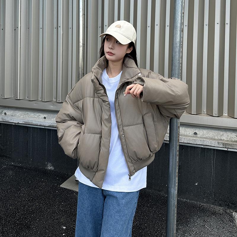 American Stand-up Collar Design Short Cotton Clothes Women's Winter Thickened Couple Bread Clothes Jacket
