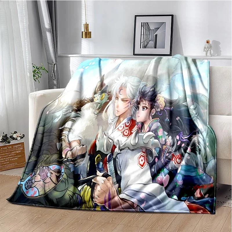 Cartoon Anime Inuyasha Throws Blanket for Sofa Bedding Couch Hiking Picnic Super Soft Cute kawaii Flannel Blanket birthday gift