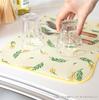 OKA Absorbent Dish Drying 30cm X Mimosa Bouquet Dish Drying Floral Nordic Mat, Approx. 40cm, Yellow, (Absorbent Mat, Print, Style, Washable)