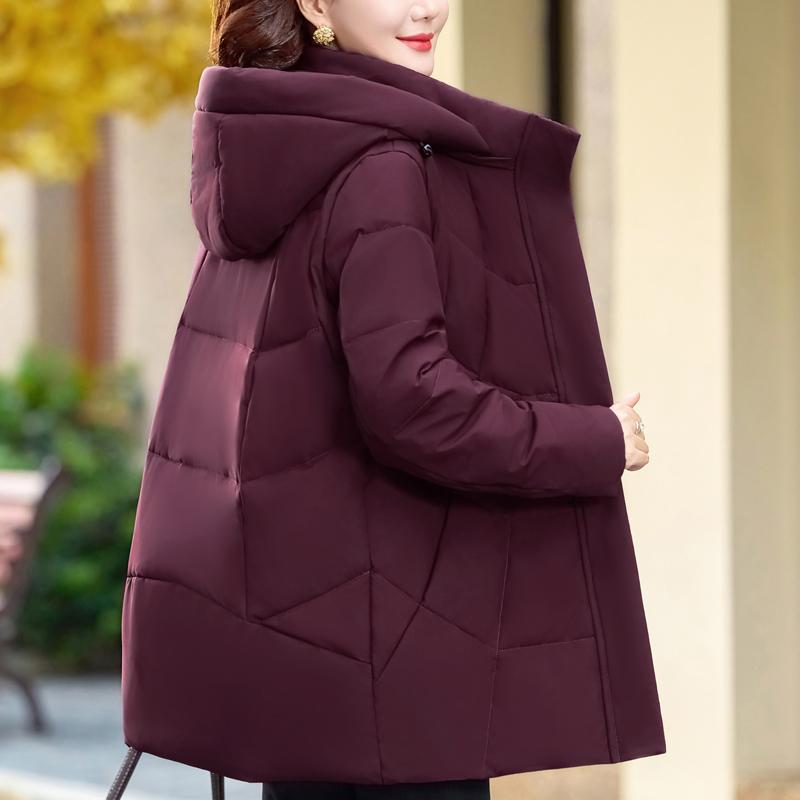 Plus Size XL-6XL Middle Age Women's Down Coats Winter Vintage Parkas Hooded Elegant Loose Thick Warm Down Jackets Woman Outerwears