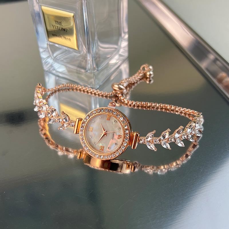 Mermaid Popular Watch Light Luxury Fashion Diamond Free Adjustment Bracelet Quartz Watch Imitation Fritillary Small Gold Women's Watch