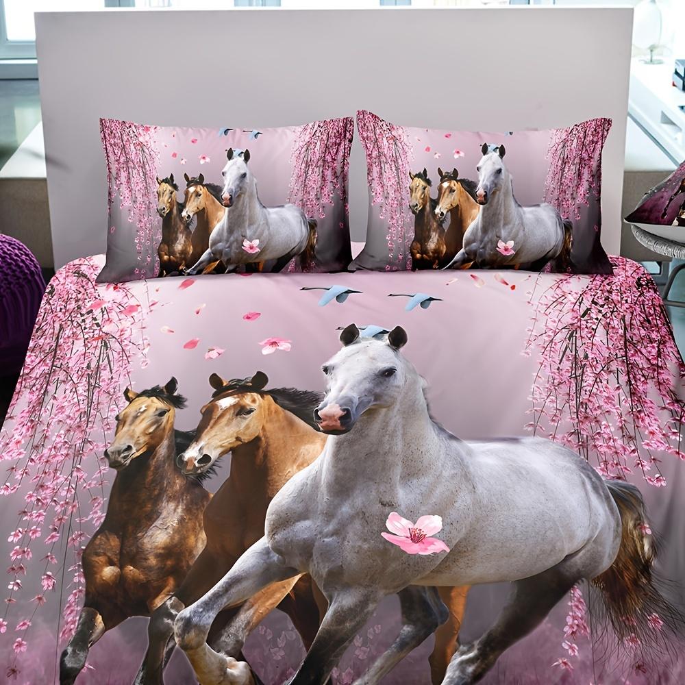 Horse Duvet Cover Set Soft And Breathable For Bedroom Guest Room And Dormitory Skin-Friendly And Comfortable Bedding Set