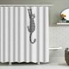 Cat-Themed Shower Curtain With Gray Stripes And Hanging Pattern Decorative Bathroom Accessory For Kids Or Adults Add A Touch Of