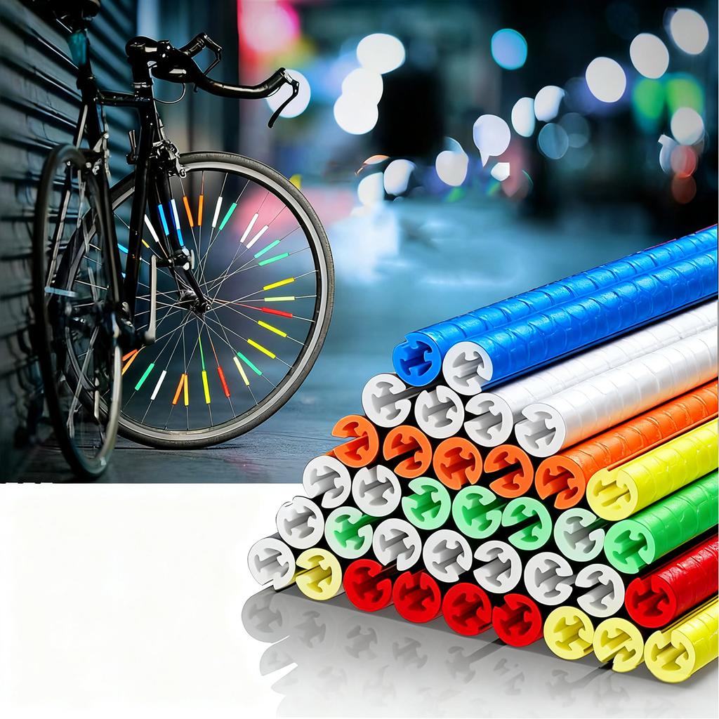 12PCS Bicycle Wheel Spoke Reflective Sticker Color Tube Warning Safety Light DIY Reflector Reflective Safety Kit