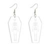 European and American Halloween Transparent Acrylic Skull Ghost Earrings Personalized Coffin Earrings Horror Skeleton Earrings