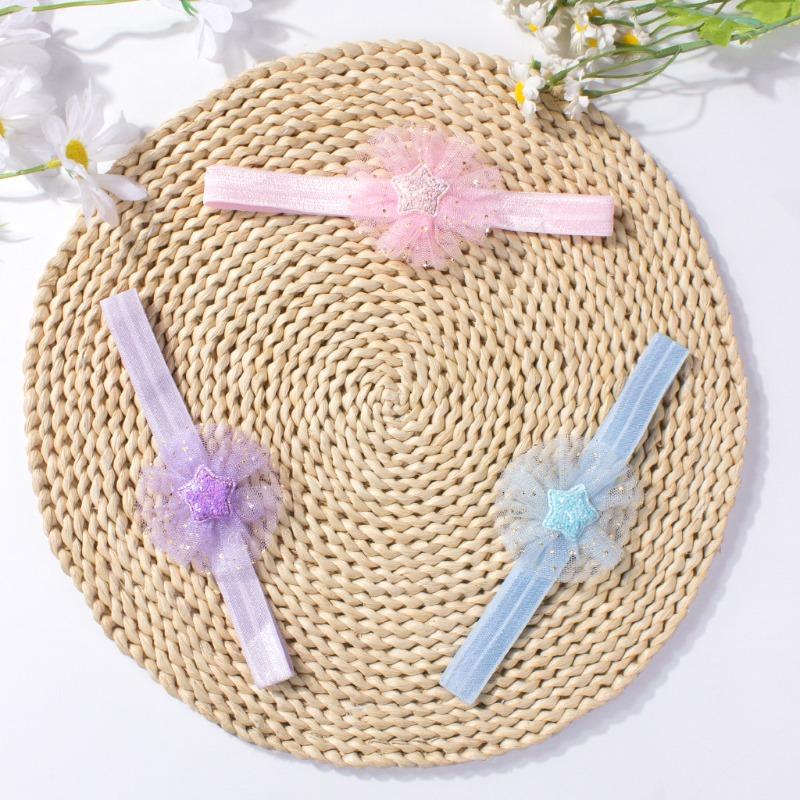 New baby head flower, cute and comfortable mesh star baby elastic headgear, children's hair accessories head