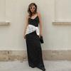 Black Vintage Polka Dot Printed Long Dress Women 2026 Summer Sleeveless Sexy Long Beach Dress 2 Piece Set Party Holiday Boho Sundress